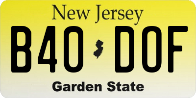 NJ license plate B40DOF
