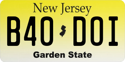 NJ license plate B40DOI
