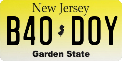 NJ license plate B40DOY
