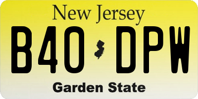 NJ license plate B40DPW