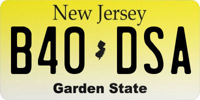 NJ license plate B40DSA