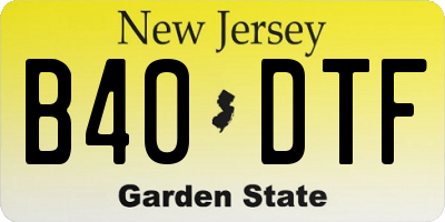 NJ license plate B40DTF