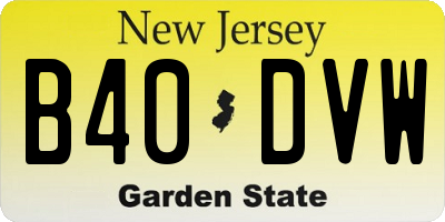 NJ license plate B40DVW