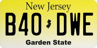 NJ license plate B40DWE