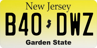 NJ license plate B40DWZ