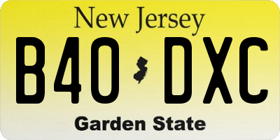 NJ license plate B40DXC