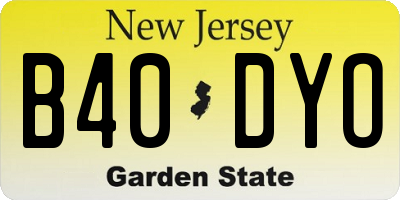 NJ license plate B40DYO