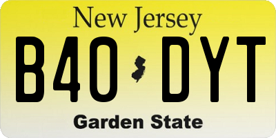 NJ license plate B40DYT