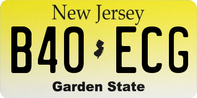 NJ license plate B40ECG