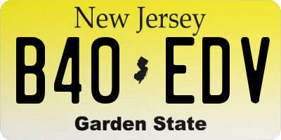 NJ license plate B40EDV