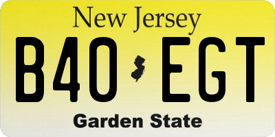 NJ license plate B40EGT