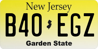 NJ license plate B40EGZ