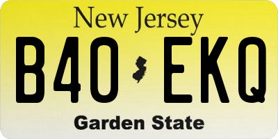 NJ license plate B40EKQ