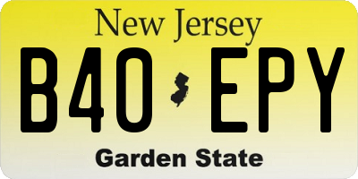 NJ license plate B40EPY