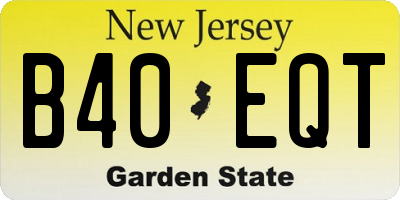 NJ license plate B40EQT