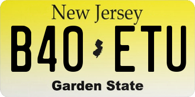 NJ license plate B40ETU