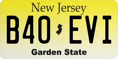 NJ license plate B40EVI