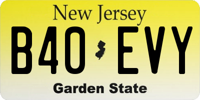 NJ license plate B40EVY