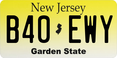 NJ license plate B40EWY