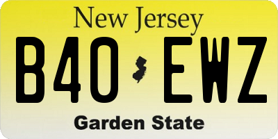 NJ license plate B40EWZ