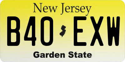 NJ license plate B40EXW