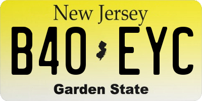 NJ license plate B40EYC