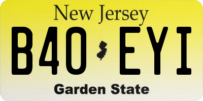 NJ license plate B40EYI