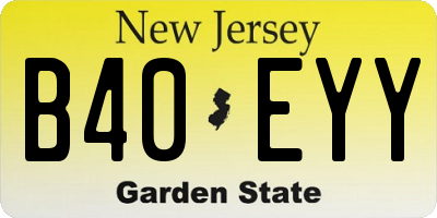 NJ license plate B40EYY