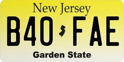 NJ license plate B40FAE