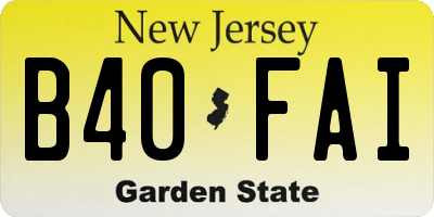 NJ license plate B40FAI