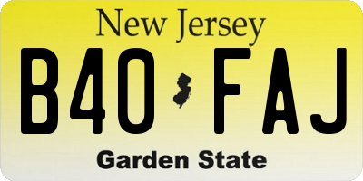 NJ license plate B40FAJ