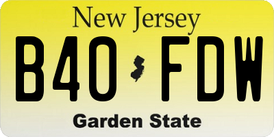 NJ license plate B40FDW
