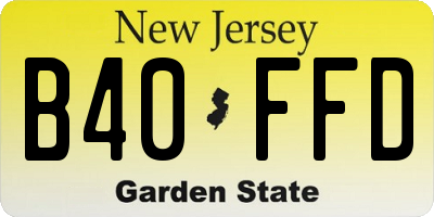NJ license plate B40FFD