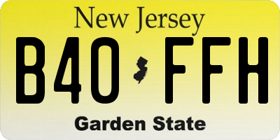 NJ license plate B40FFH