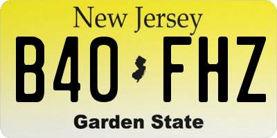 NJ license plate B40FHZ