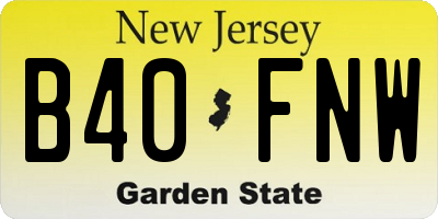 NJ license plate B40FNW