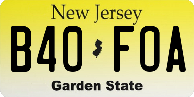 NJ license plate B40FOA