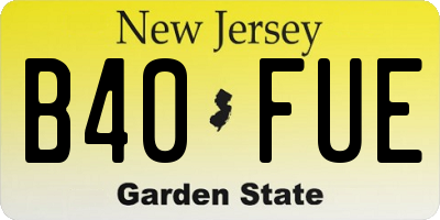 NJ license plate B40FUE