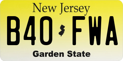 NJ license plate B40FWA