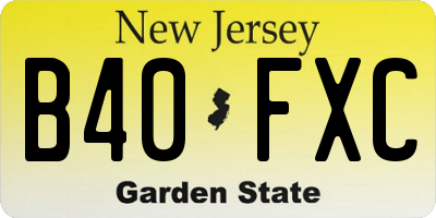 NJ license plate B40FXC