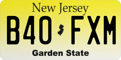 NJ license plate B40FXM