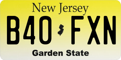 NJ license plate B40FXN