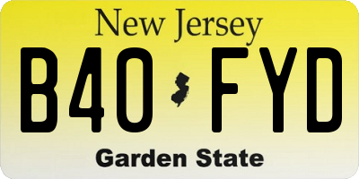 NJ license plate B40FYD