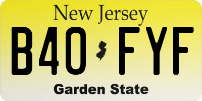 NJ license plate B40FYF