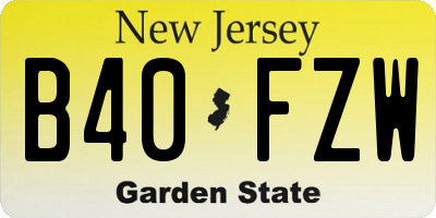NJ license plate B40FZW