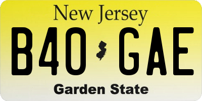 NJ license plate B40GAE