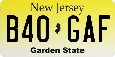 NJ license plate B40GAF