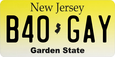 NJ license plate B40GAY