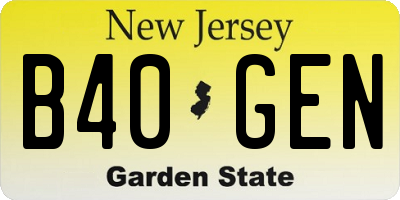 NJ license plate B40GEN