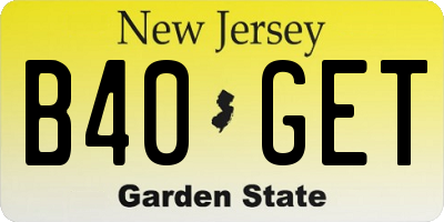 NJ license plate B40GET
